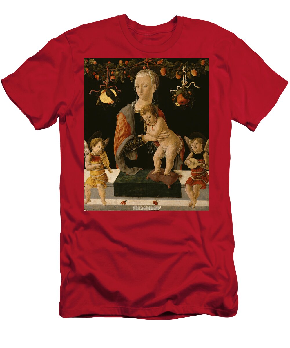 15th Century Art T-Shirt featuring the painting Madonna and Child with Angels by Giorgio di Tomaso Schiavone