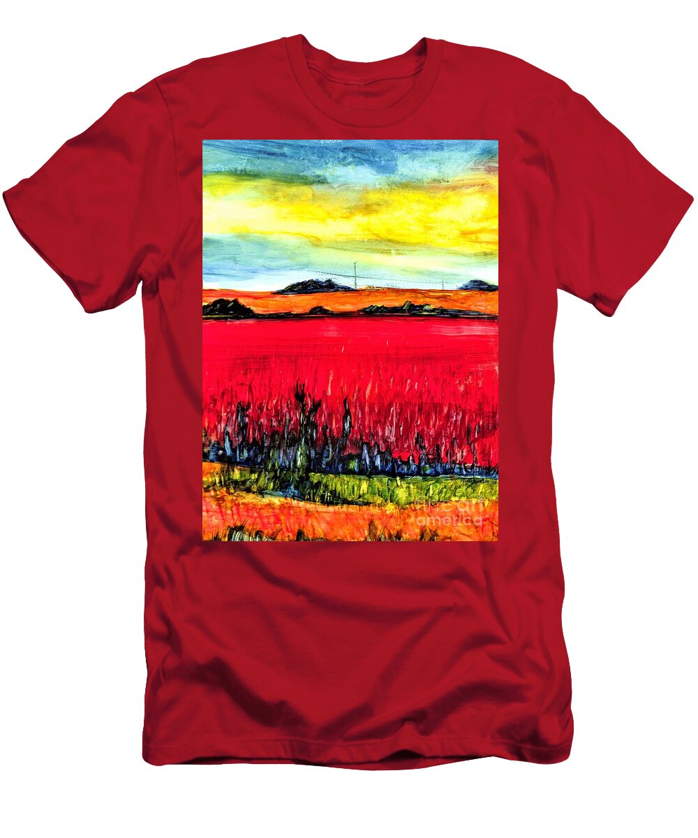 Grain T-Shirt featuring the painting Milo Midwest Field by Patty Donoghue