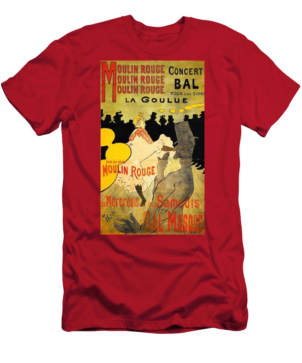 Henri De Toulouse-lautrec  T-Shirt featuring the painting Moulin Rouge - 1891 - PC by Henri de Toulouse-Lautrec