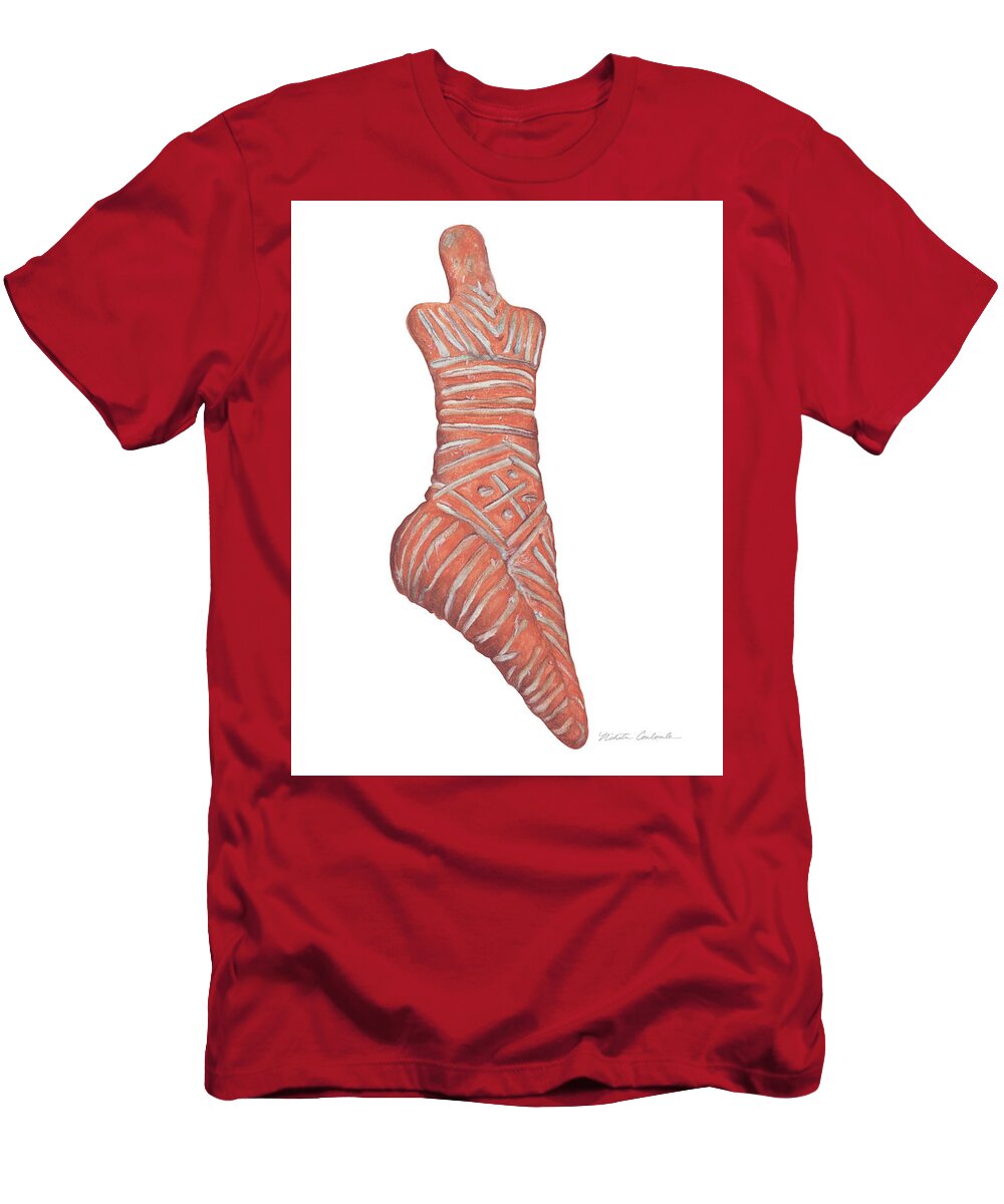 Venus T-Shirt featuring the drawing Neolithic Venus Mother Goddess by Nikita Coulombe