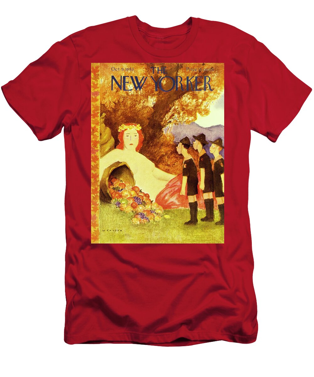 Children T-Shirt featuring the painting New Yorker October 9 1943 by William Cotton