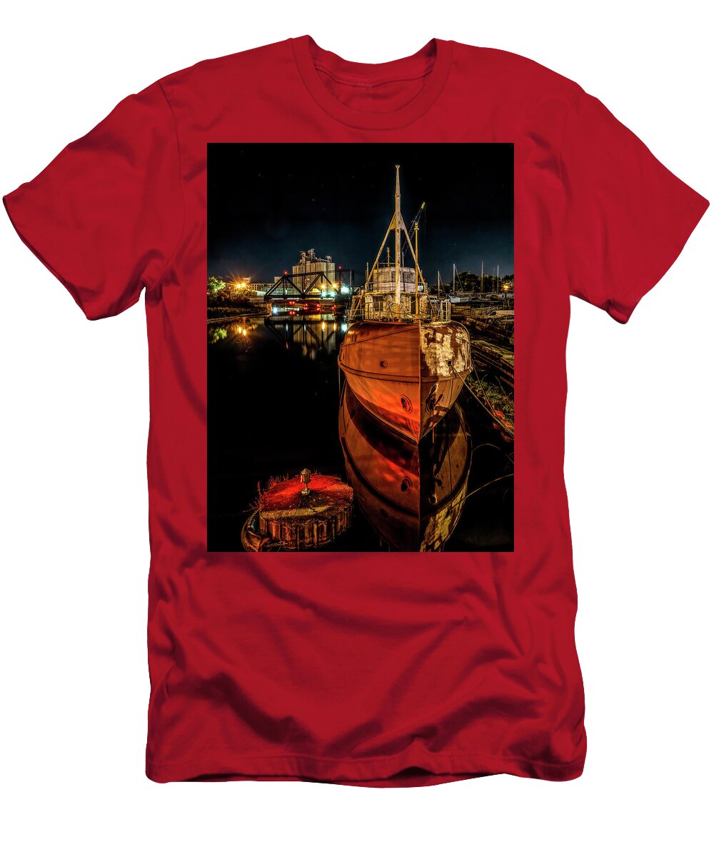Boat T-Shirt featuring the photograph On the river by Kristine Hinrichs