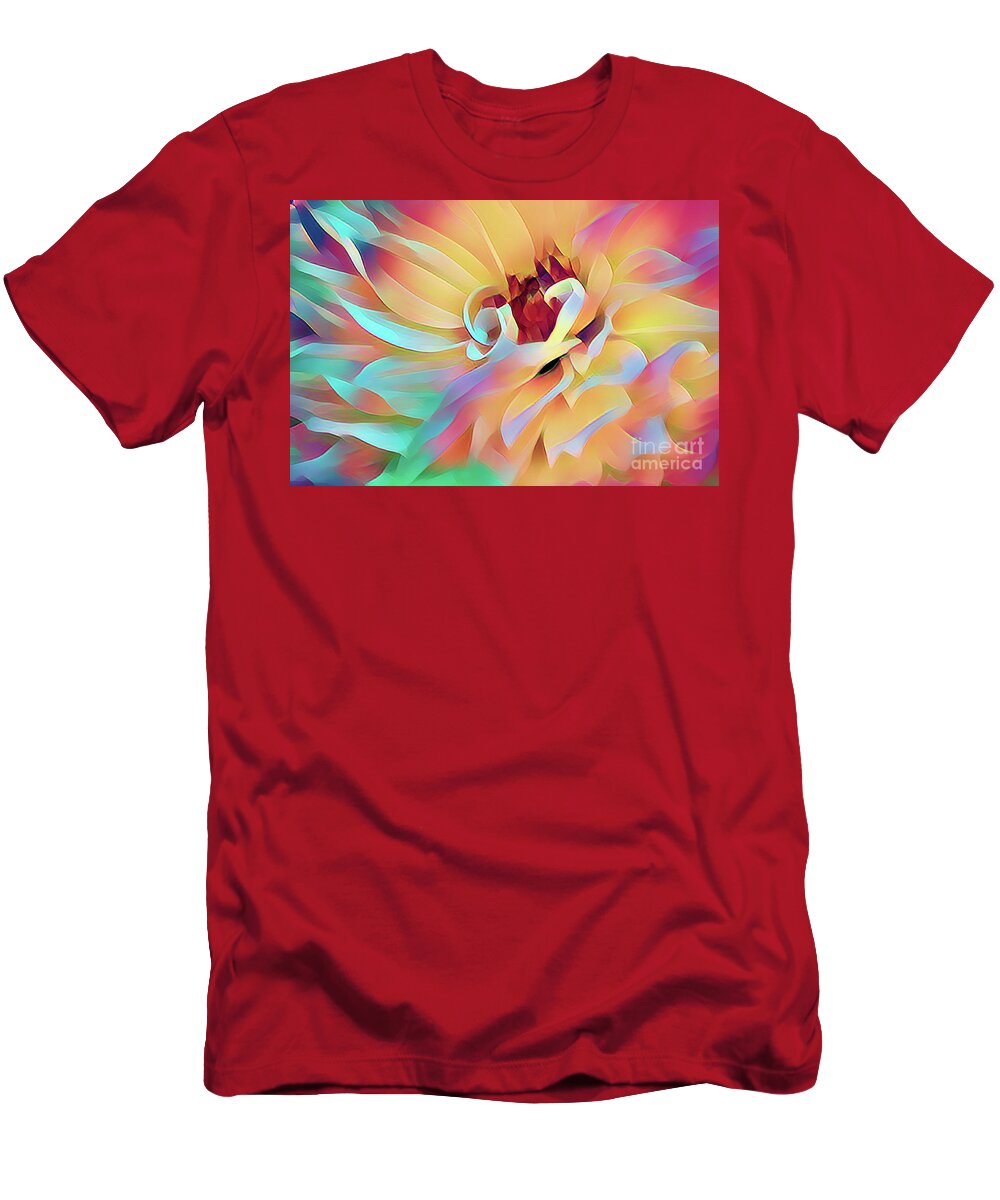 Dahlia T-Shirt featuring the photograph Party Time Dahlia Abstract by Anita Pollak