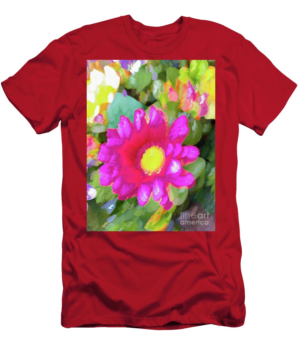 Abstract T-Shirt featuring the photograph Pink flower pastel by Phillip Rubino