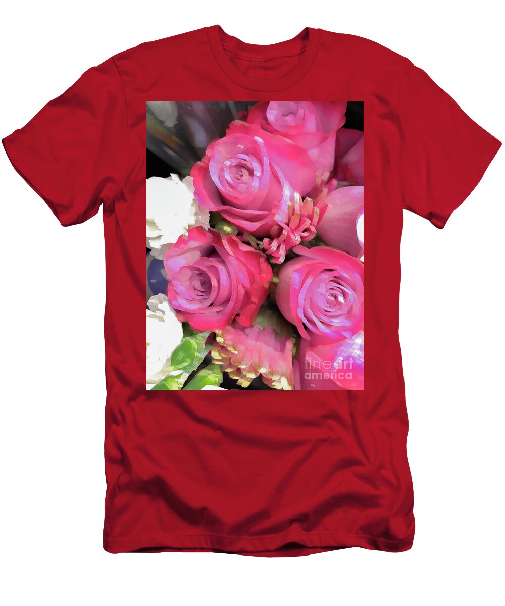 Abstract T-Shirt featuring the photograph Pink rose flower abstract by Phillip Rubino