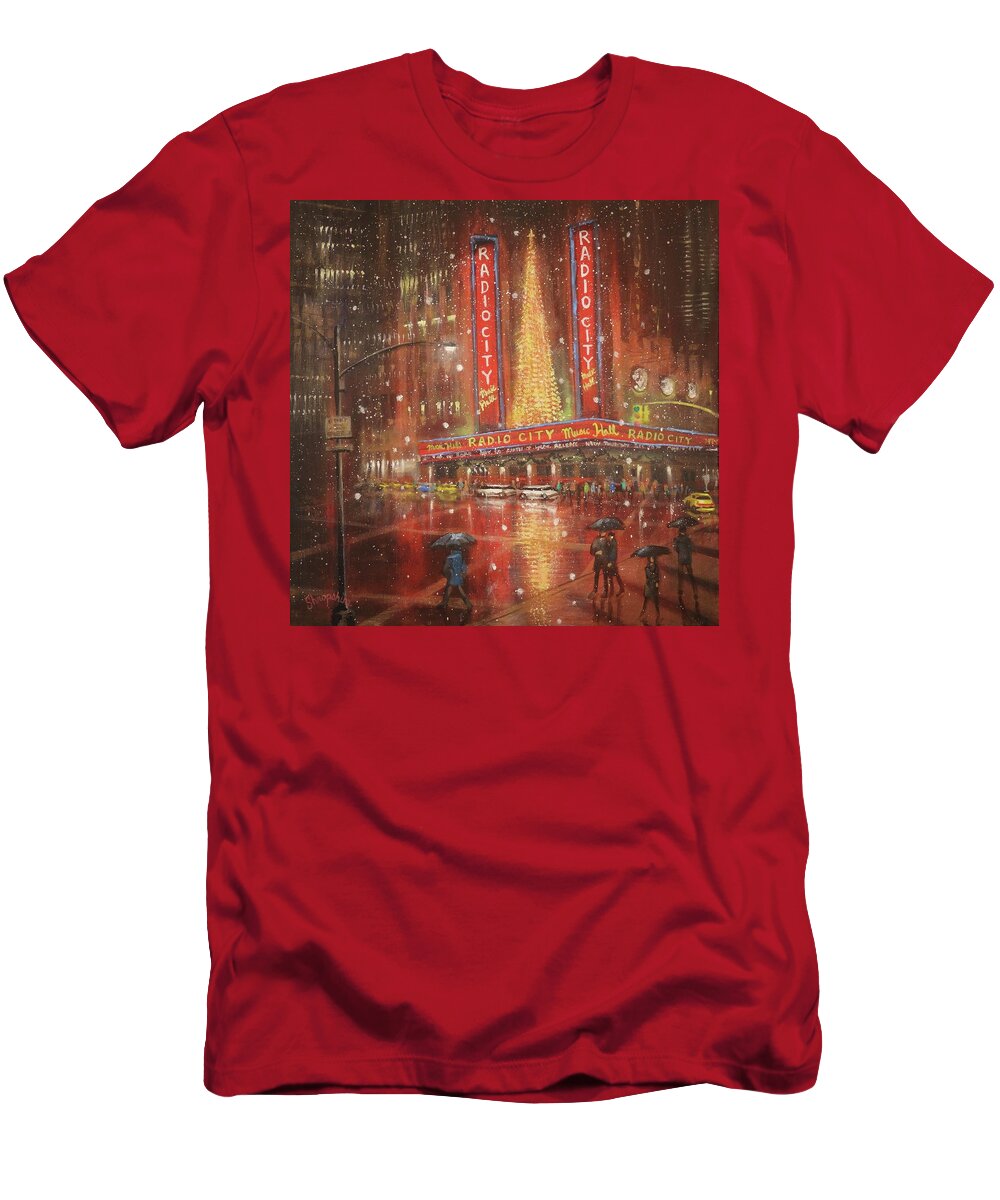Radio City Music Hall T-Shirt featuring the painting Radio City NYC by Tom Shropshire