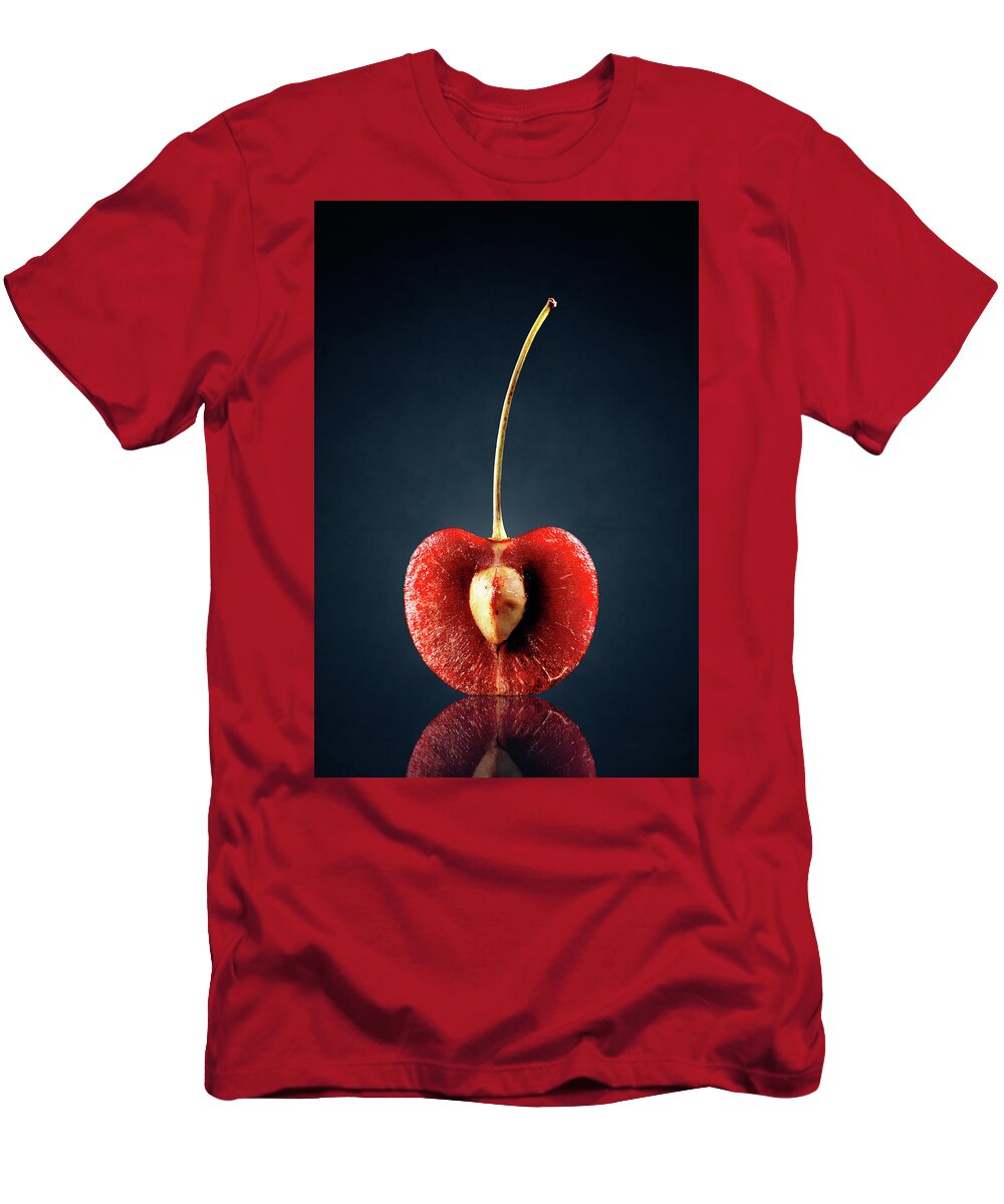 Cherry T-Shirt featuring the photograph Red Cherry Still Life by Johan Swanepoel