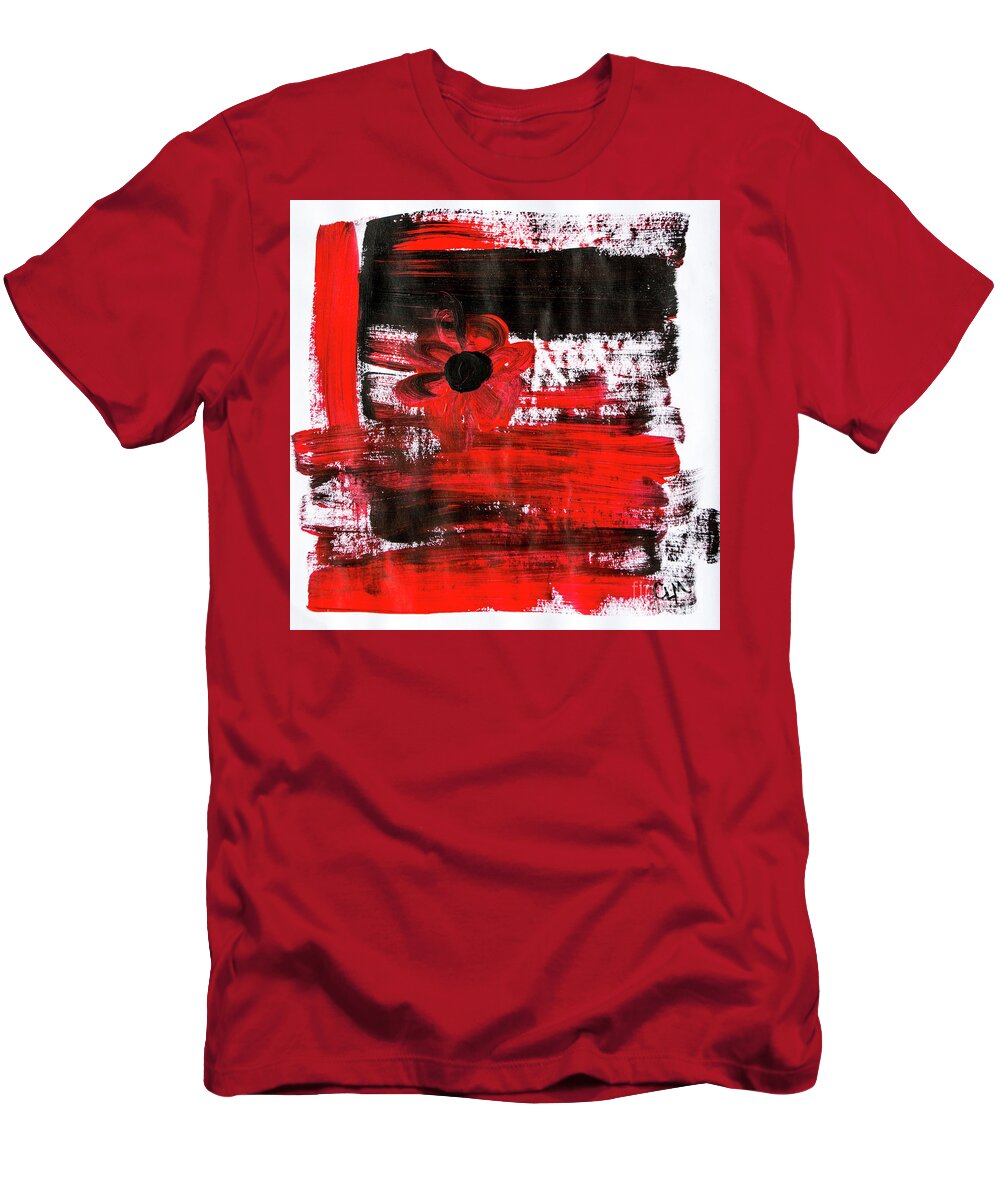 Mood T-Shirt featuring the painting Red Flower by Cheryl McClure