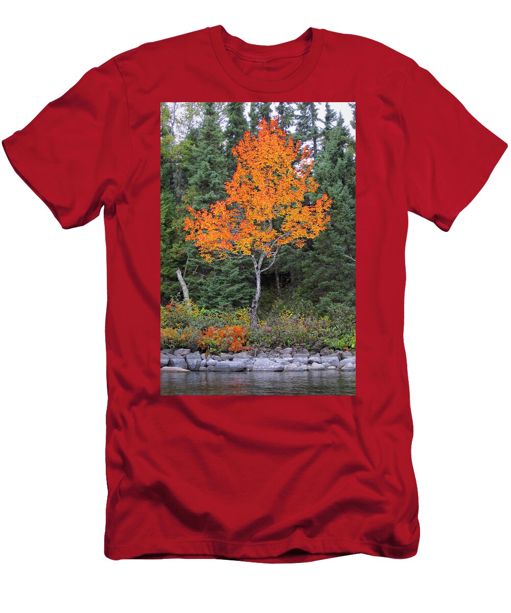 Autumn Colors T-Shirt featuring the photograph Forest Fire on Crooked Lake - BWCA by Jayson Tuntland