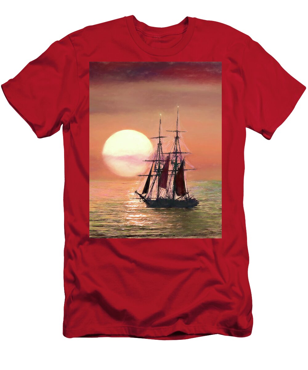 Sky T-Shirt featuring the digital art Red Skies at Night by Susan Hope Finley