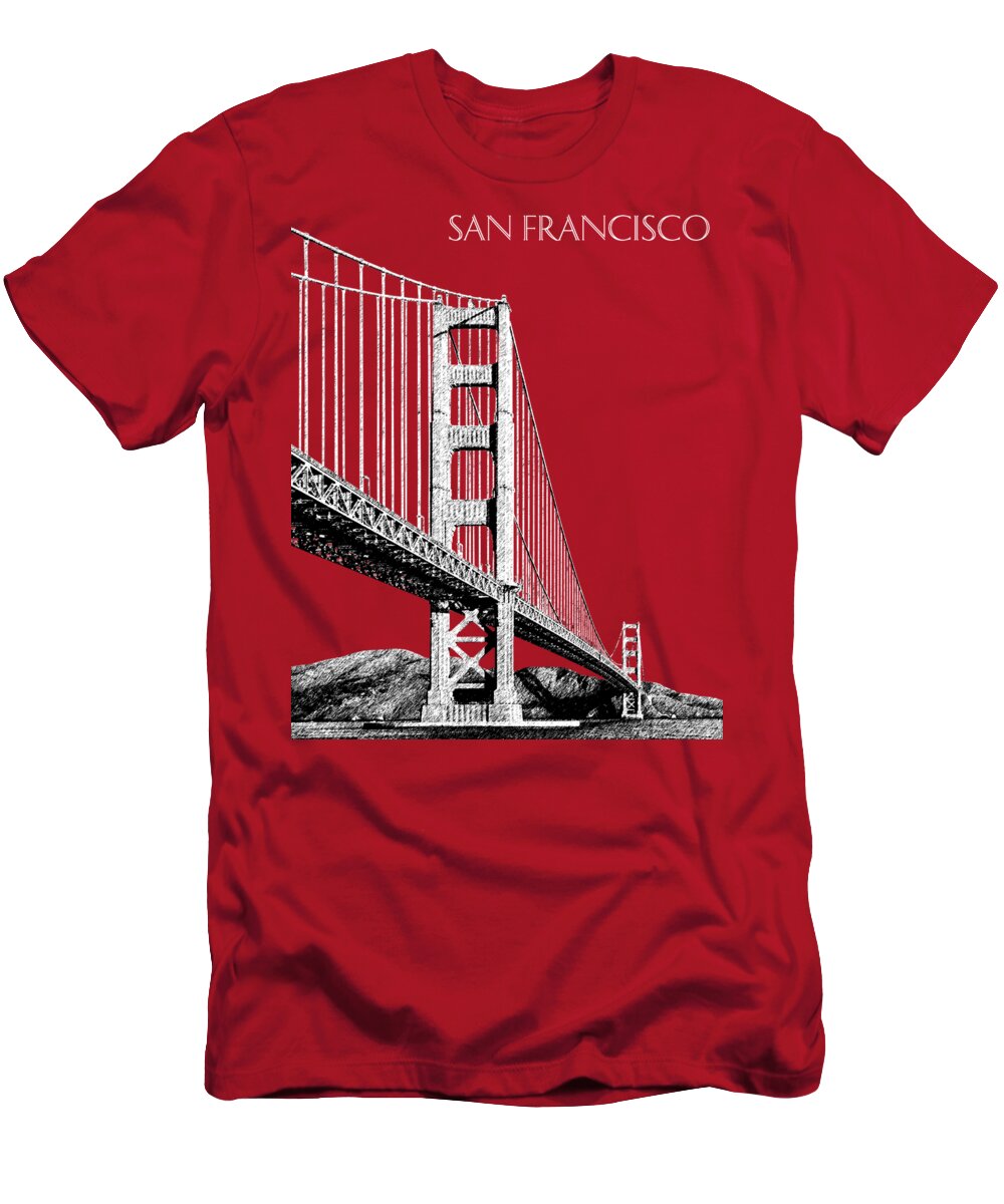 Architecture T-Shirt featuring the digital art San Francisco Skyline Golden Gate Bridge 2 - Slate Blue by DB Artist