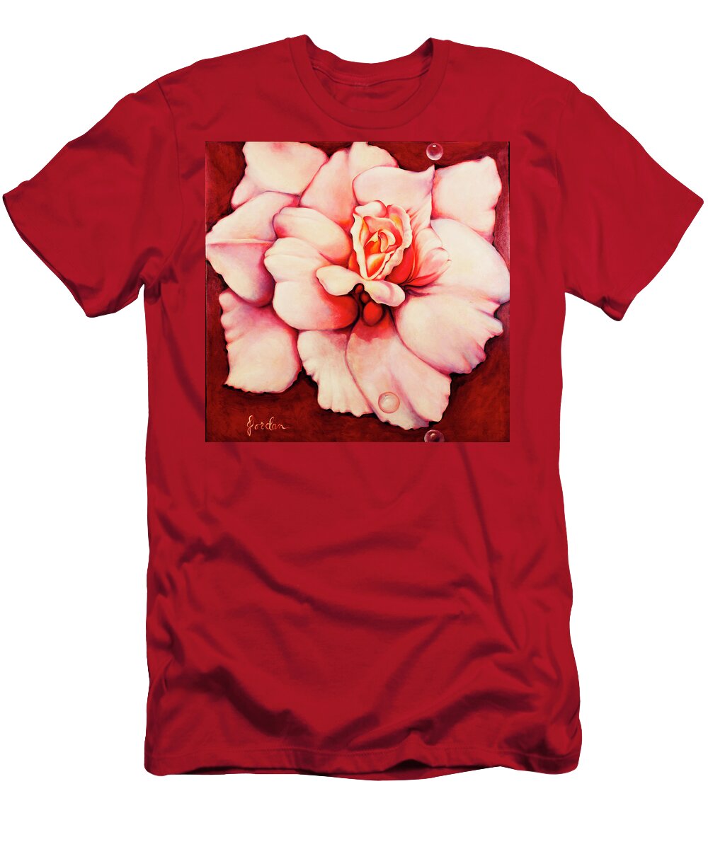 Blooms.large Rose T-Shirt featuring the painting Sheer Bliss by Jordana Sands