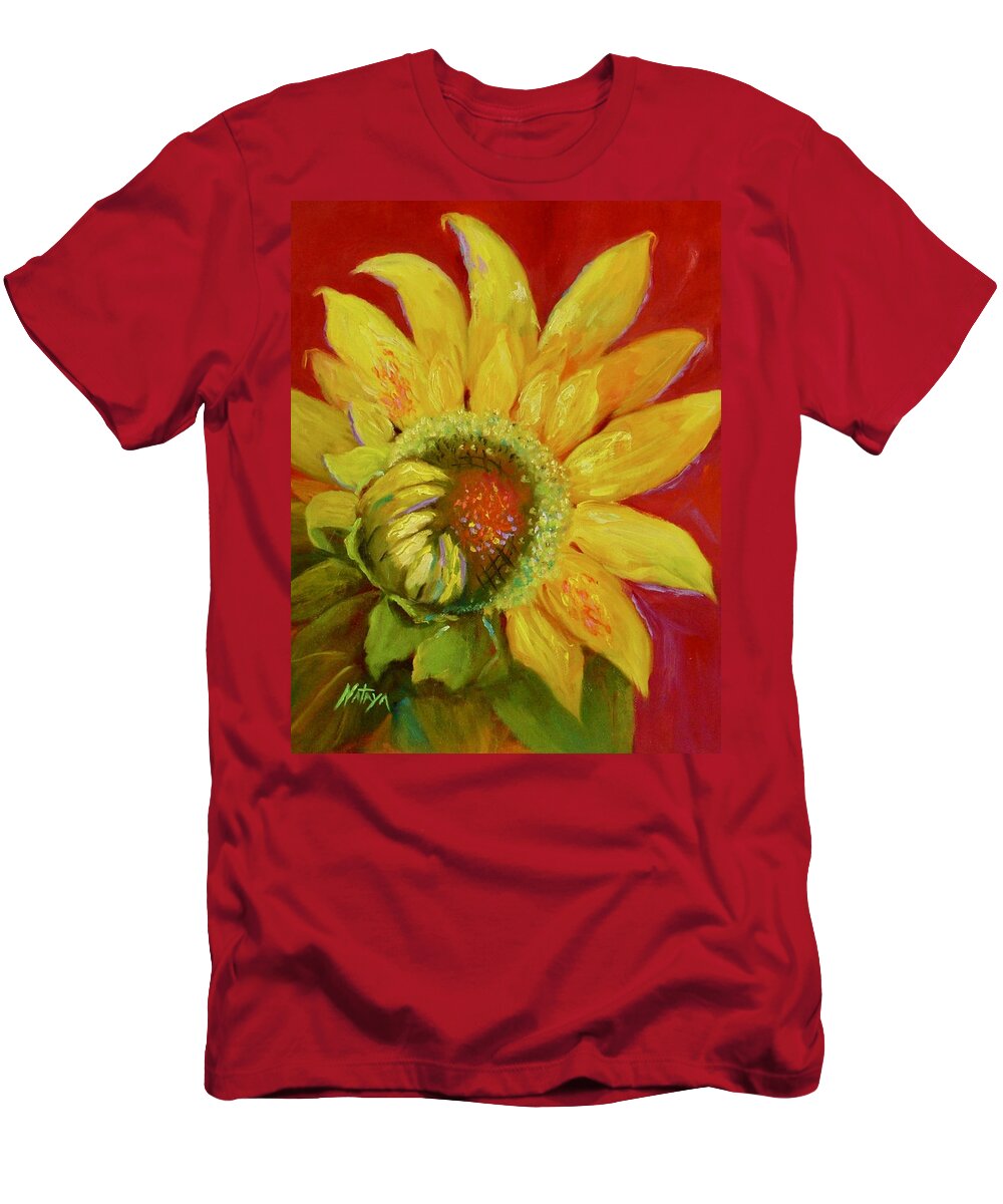 Sunflower T-Shirt featuring the painting Sol Fleur by Nataya Crow