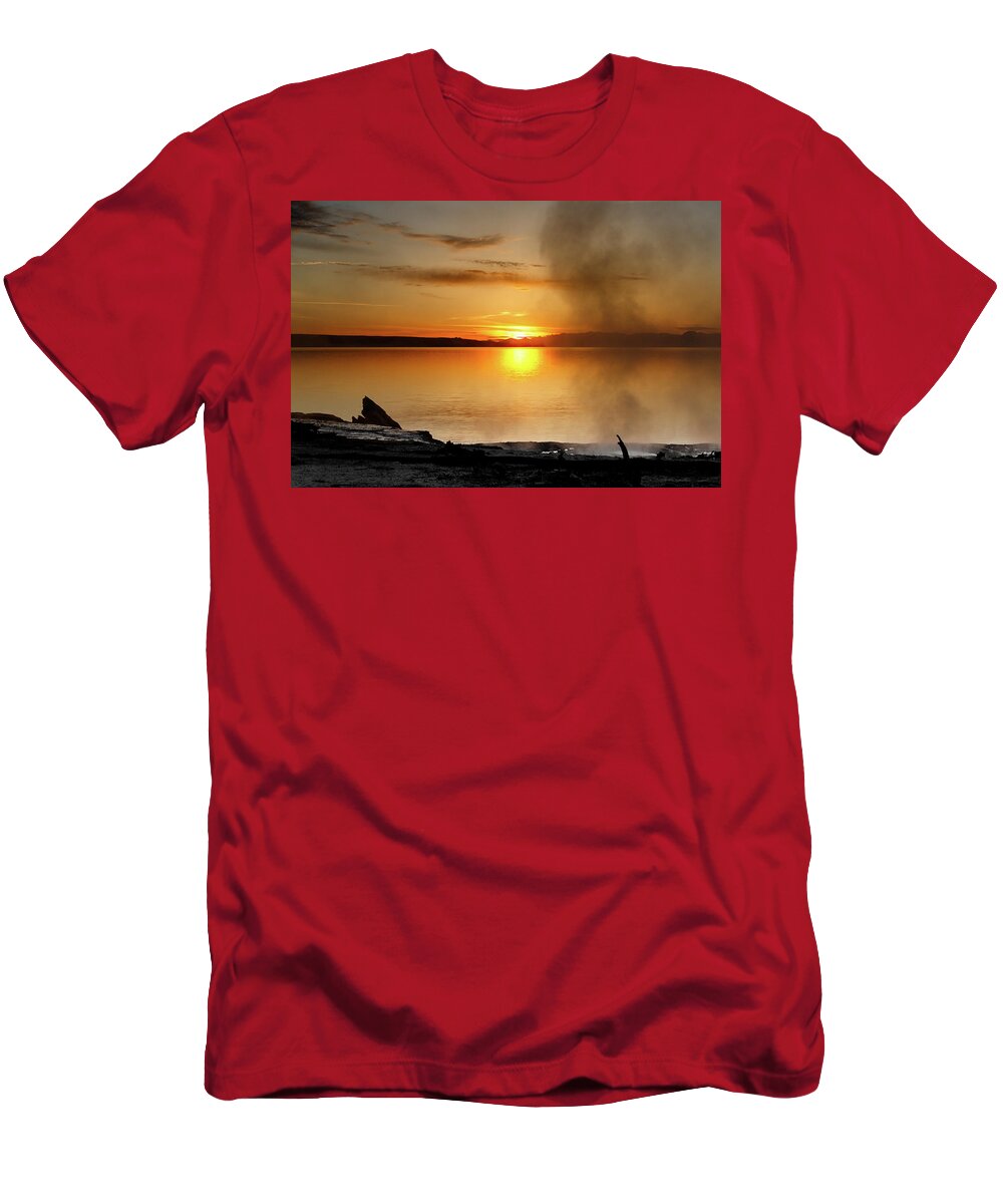 Yellowstone T-Shirt featuring the photograph Sunrise on Lake Yellowstone by Ronnie And Frances Howard