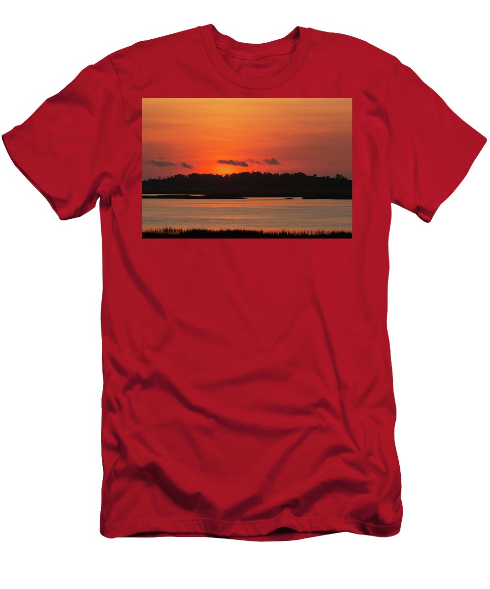 Murrells Inlet T-Shirt featuring the photograph Sunrise Over Drunken Jack Island by D K Wall