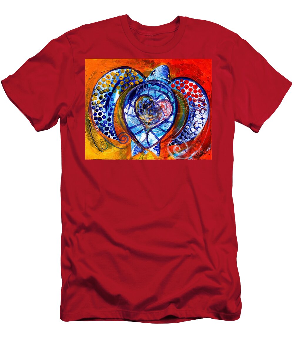 Sea T-Shirt featuring the painting Sun Turtle, Sun Love, 2 by J Vincent Scarpace