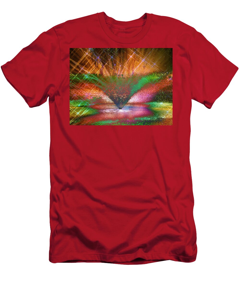 Surreal Water Fountain T-Shirt featuring the photograph Surreal Fountain Spray by Mike McBrayer