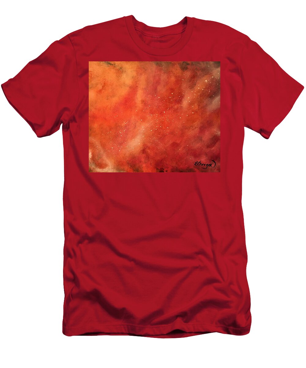 Orange T-Shirt featuring the painting Tangerine Nebula Cloud by Esperanza Creeger