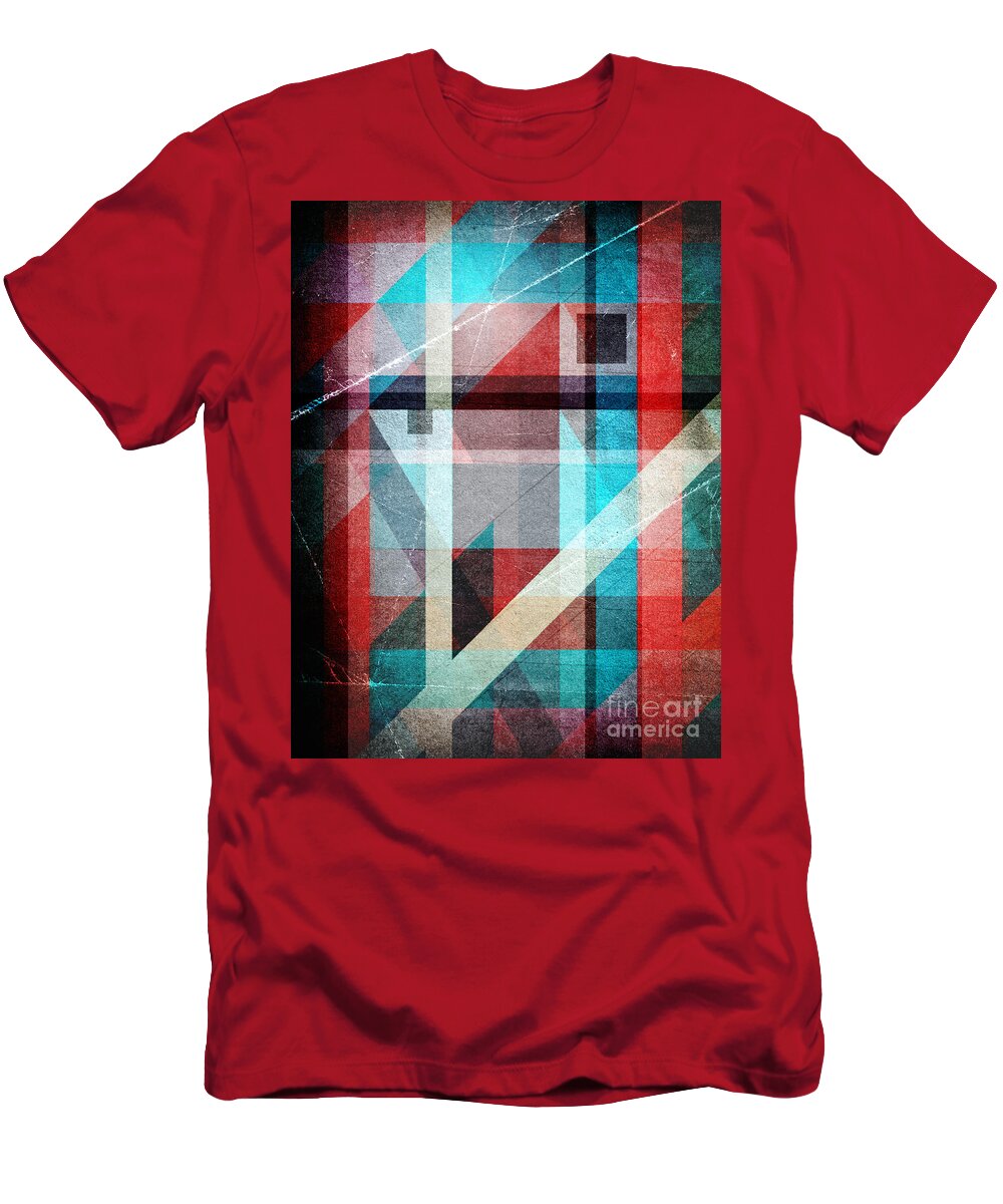Abstract T-Shirt featuring the digital art Textured Geometric Colors by Phil Perkins