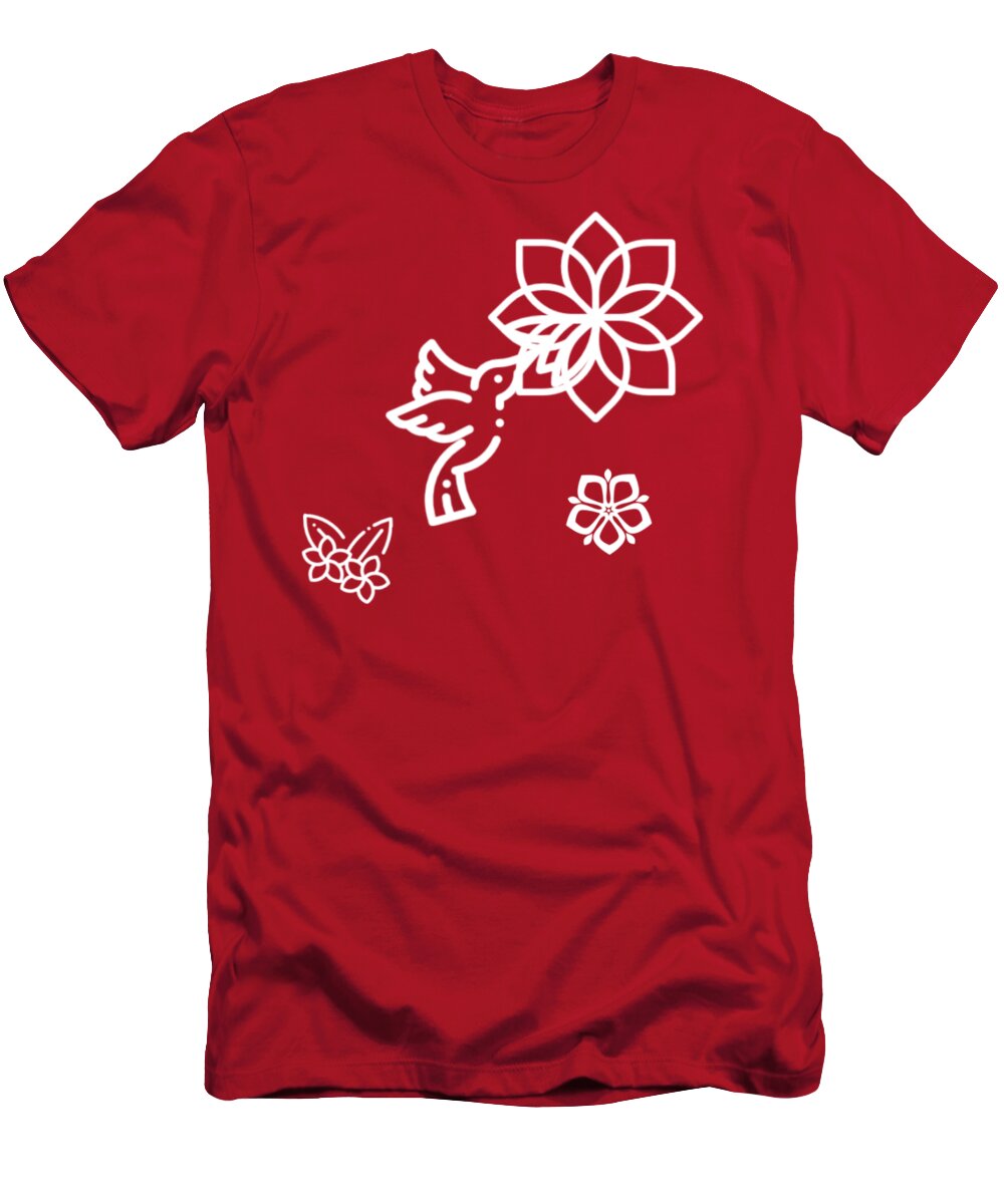The Kissing T-Shirt featuring the mixed media The Kissing Flower on Flower by Ize Barbosa DIAMOND IS FOREVER