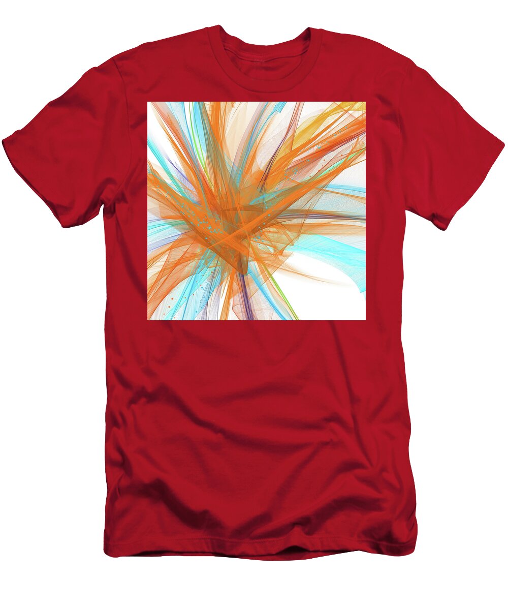 Turquoise Art T-Shirt featuring the painting Turquoise And Orange Art by Lourry Legarde