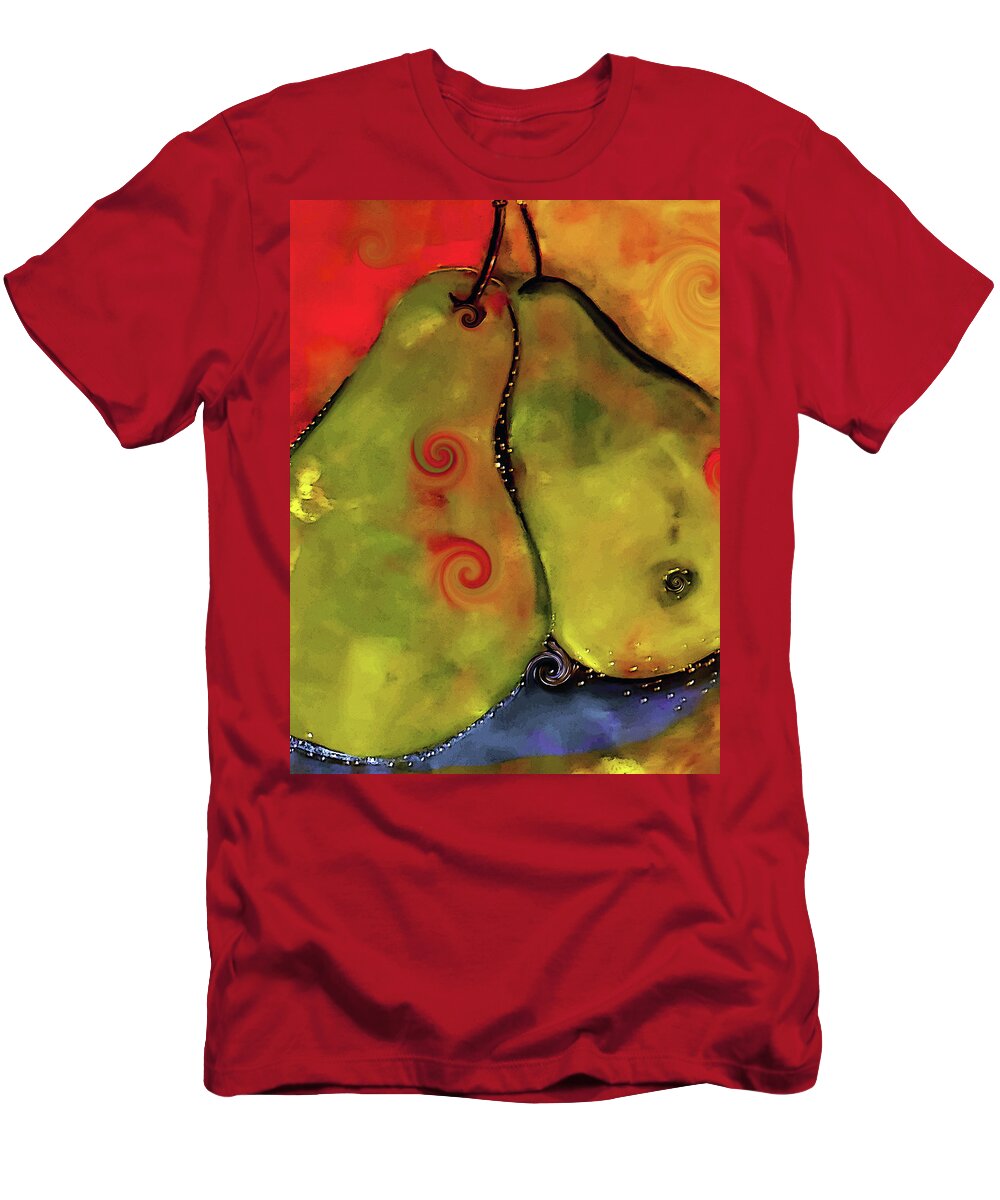 Pears T-Shirt featuring the digital art Two Twirly Pears Painting by Lisa Kaiser