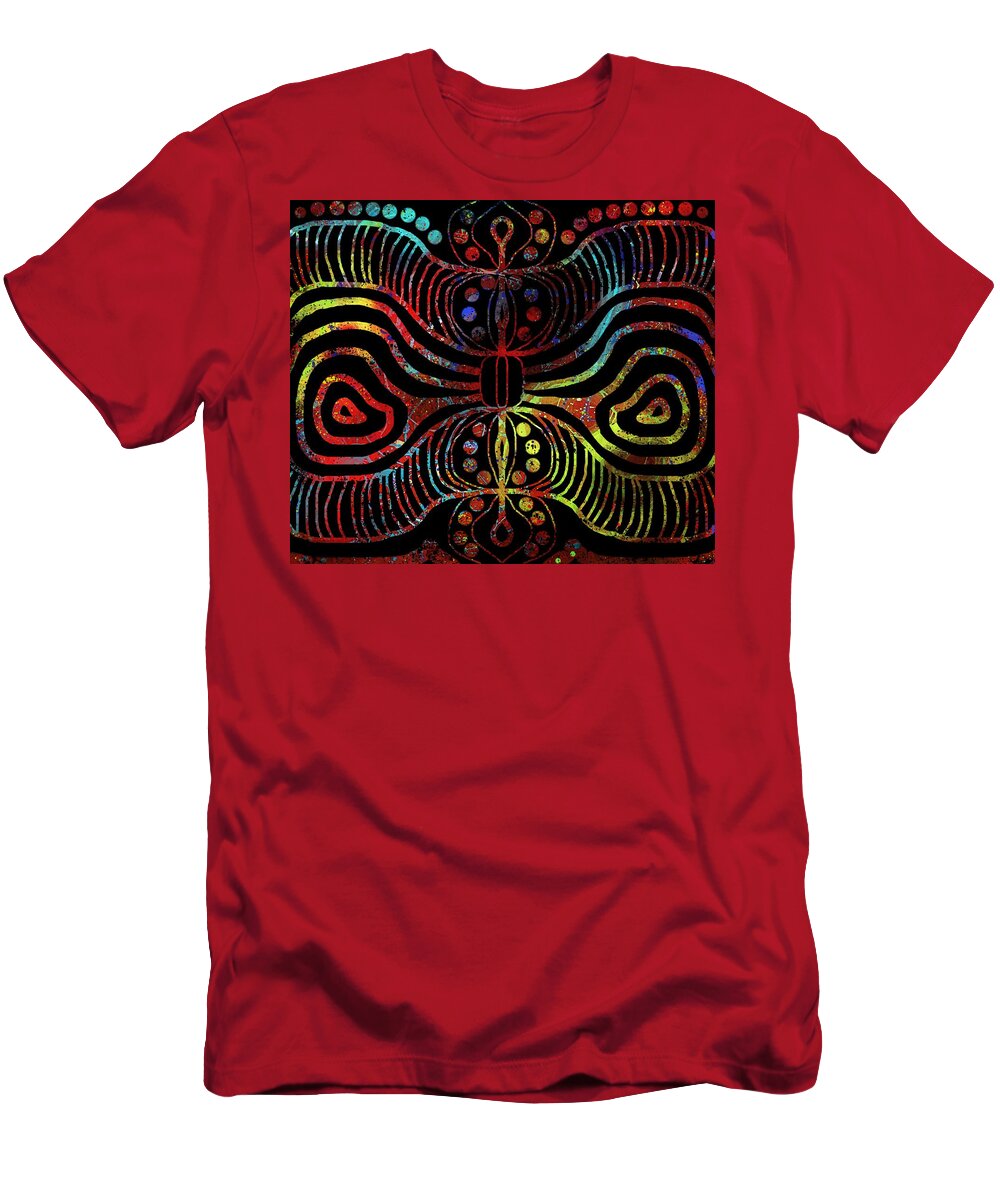 Modern Abstract T-Shirt featuring the drawing Under the Sea digital Patterns of Life by Joan Stratton