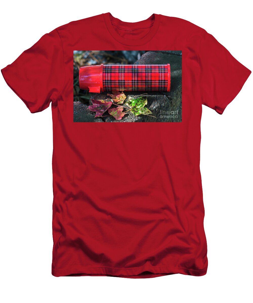 Plaid T-Shirt featuring the photograph Vintage Plaid Thermos by Dale Powell