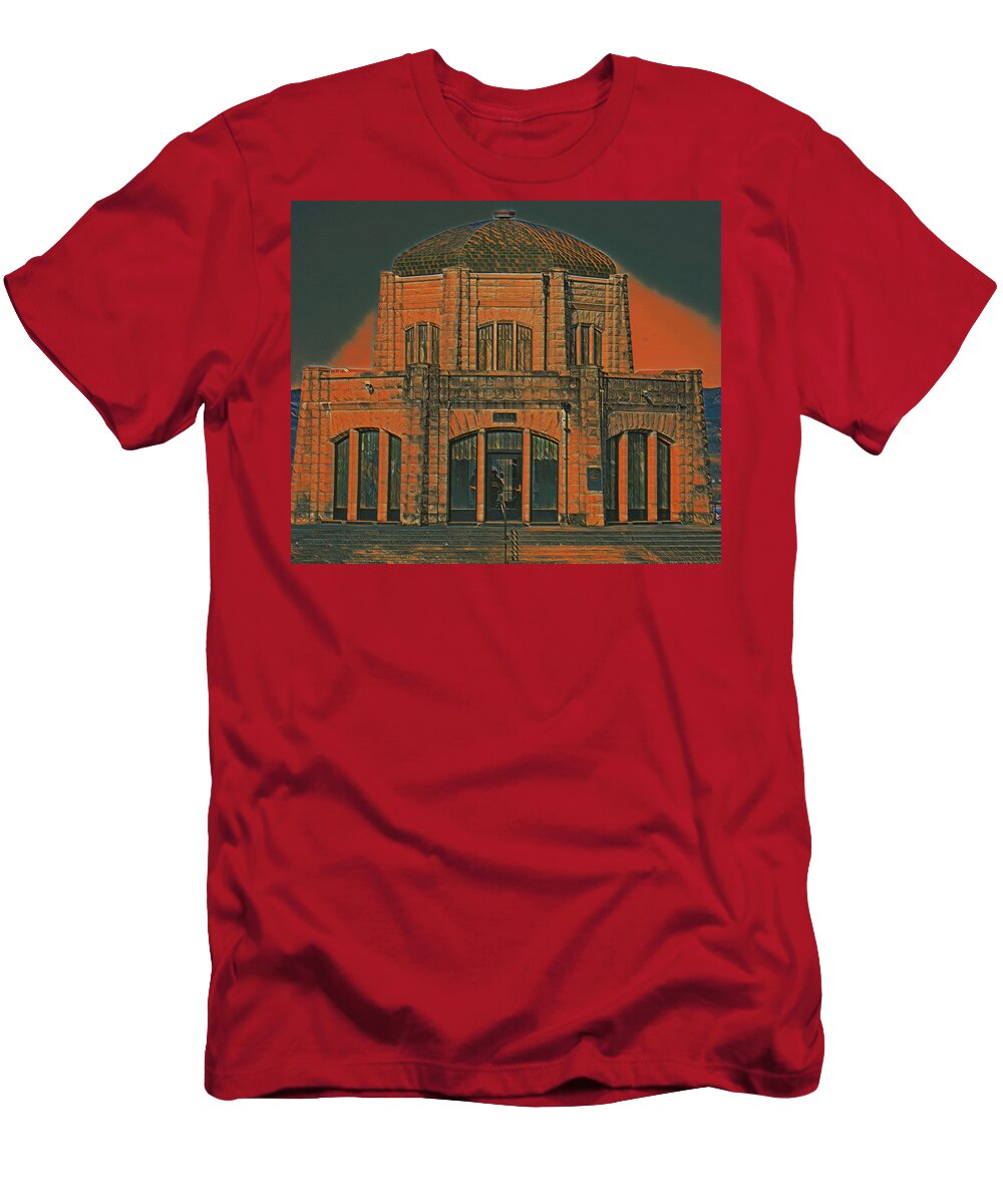 Vista House T-Shirt featuring the digital art Vista House by Jerry Cahill