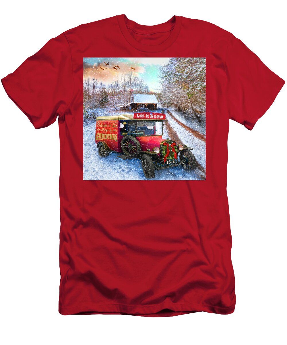 Andrews T-Shirt featuring the photograph Believe in the Magic of Christmas #1 by Debra and Dave Vanderlaan