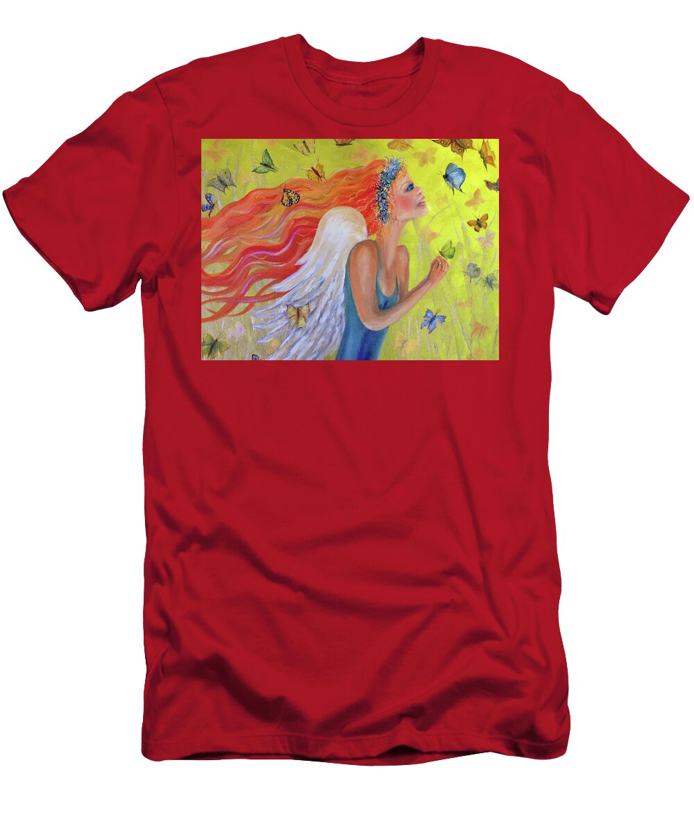 Fairy T-Shirt featuring the painting Butterflies are Free #1 by Barbara Landry