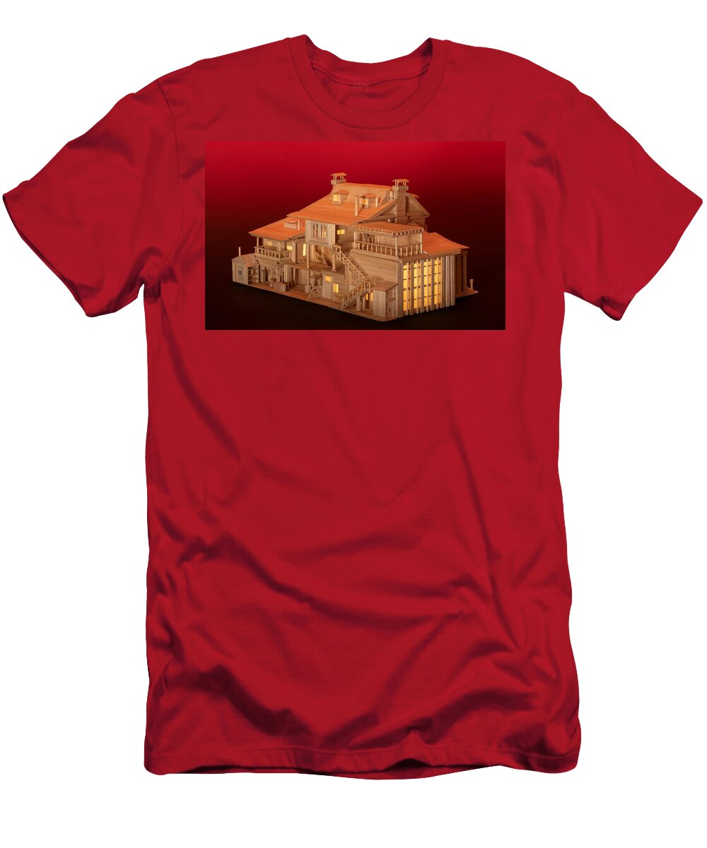 Rear View T-Shirt featuring the mixed media Coffeehouse back by Jon Carroll Otterson