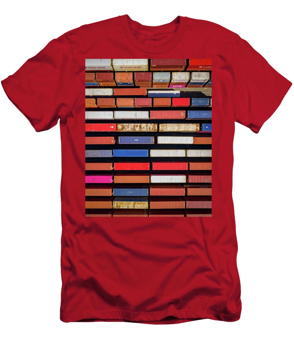 Top Down T-Shirt featuring the photograph Container Colors #1 by Clinton Ward