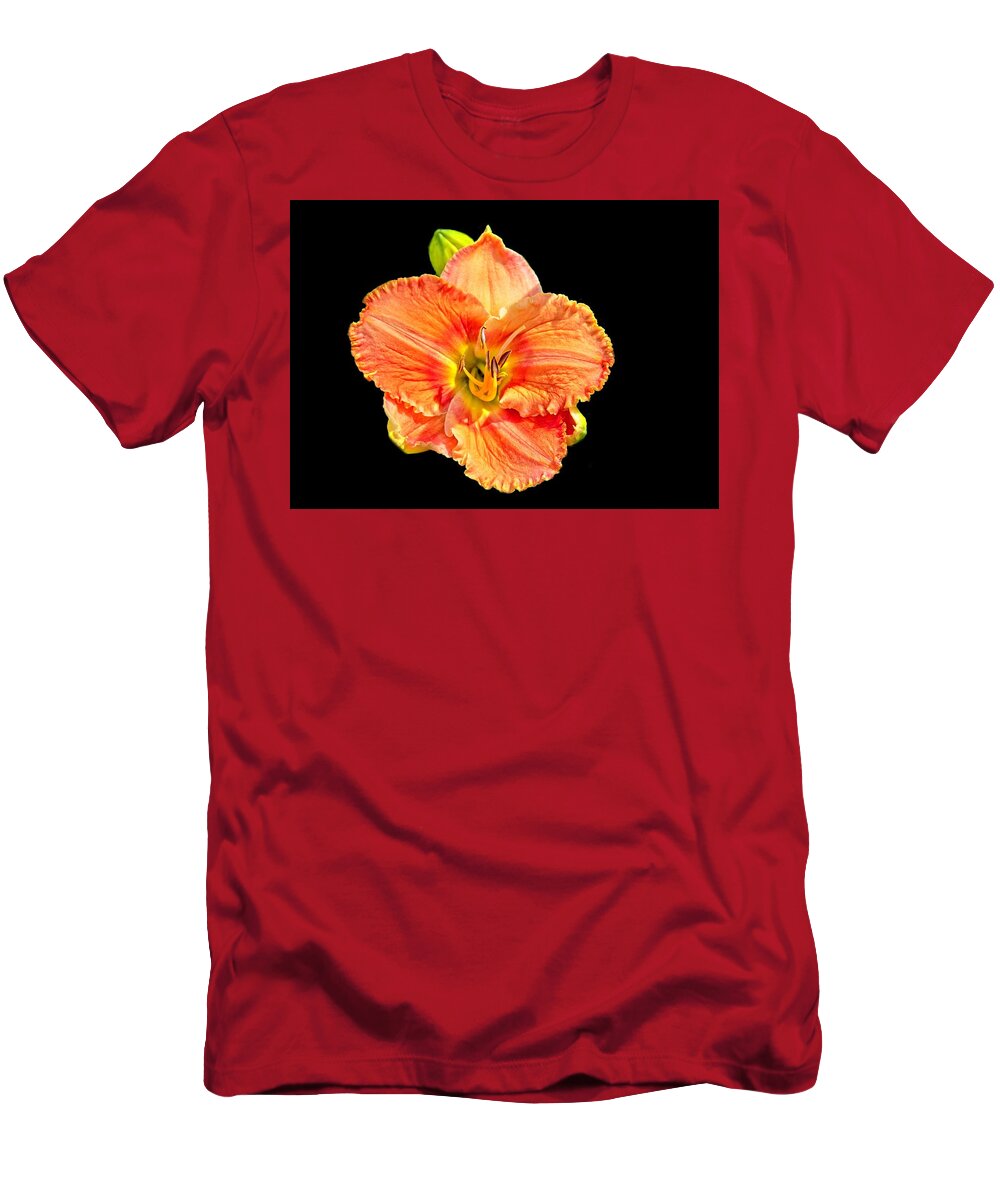 Lily T-Shirt featuring the photograph Lily on Black by Allen Nice-Webb