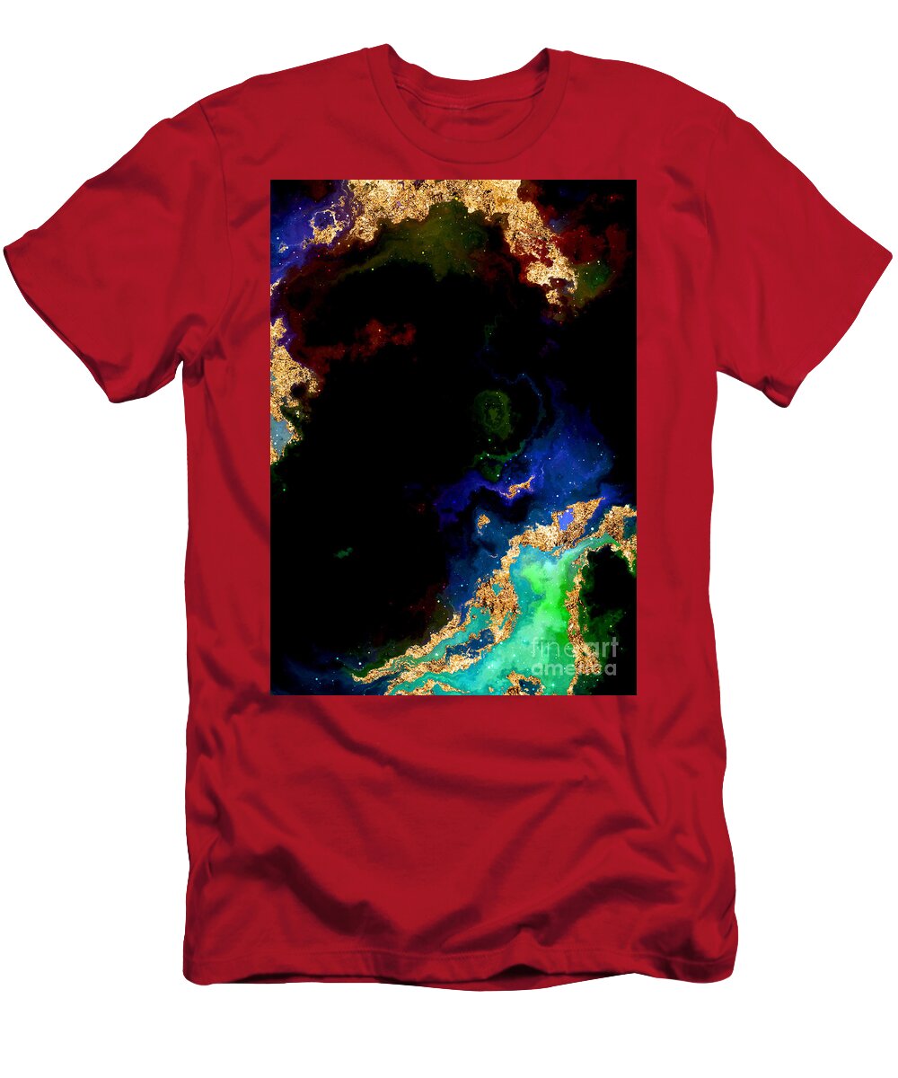 Holyrockarts T-Shirt featuring the mixed media 100 Starry Nebulas in Space Abstract Digital Painting 020 by Holy Rock Design