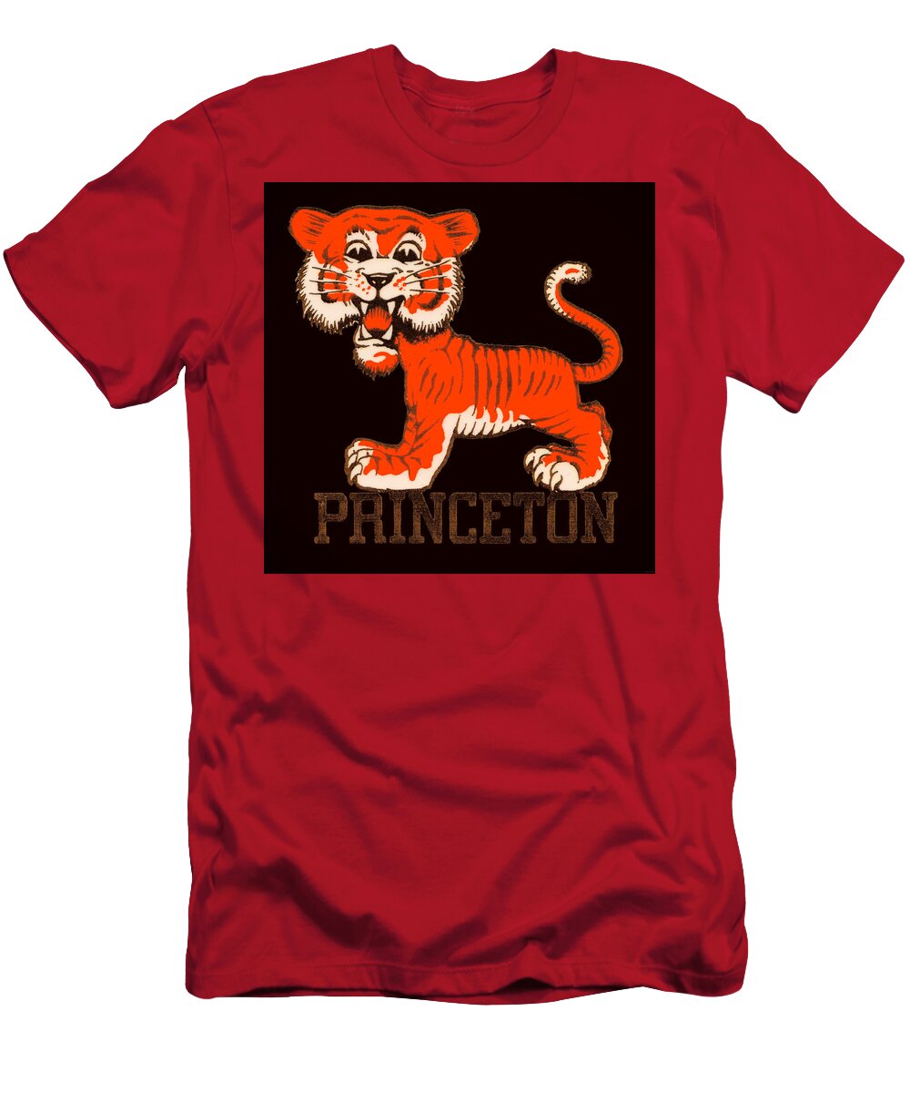 Princeton T-Shirt featuring the mixed media 1955 Princeton Tigers Art by Row One Brand