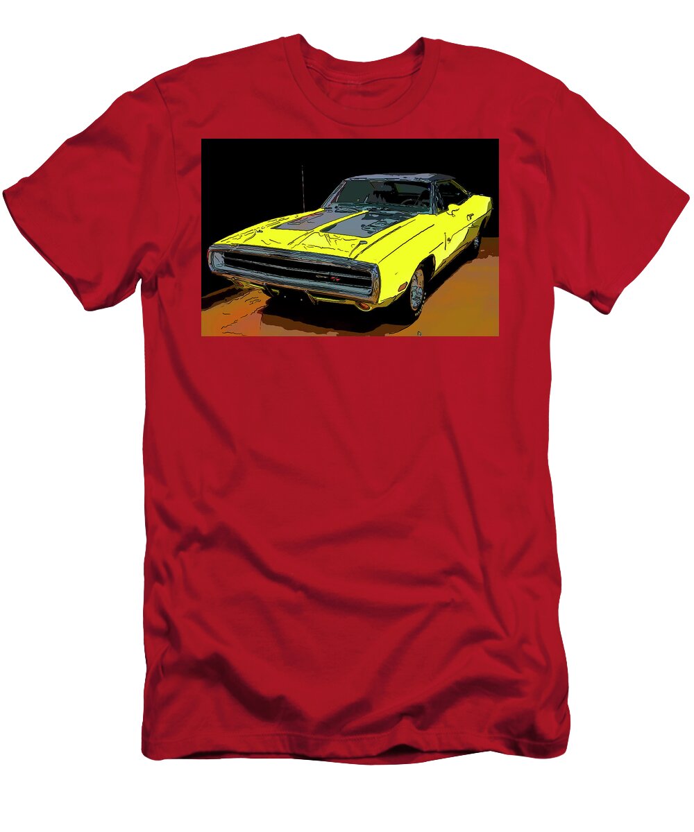 1970 Dodge Charger Rt Hemi T-Shirt featuring the drawing 1970 Dodge Charger RT Hemi Digital drawing by Flees Photos