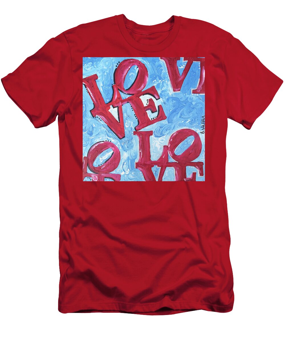 Love T-Shirt featuring the painting Blue Red Love by Britt Miller