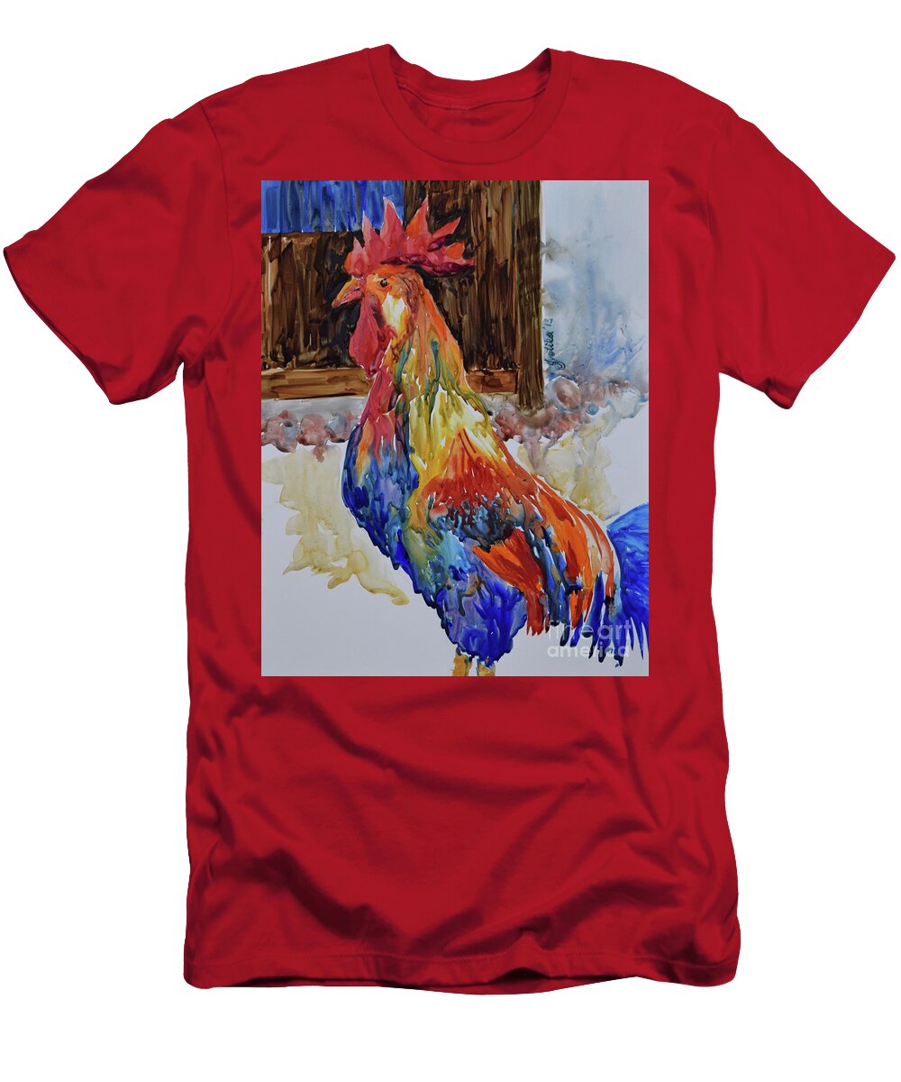  T-Shirt featuring the painting Rooster by Jyotika Shroff