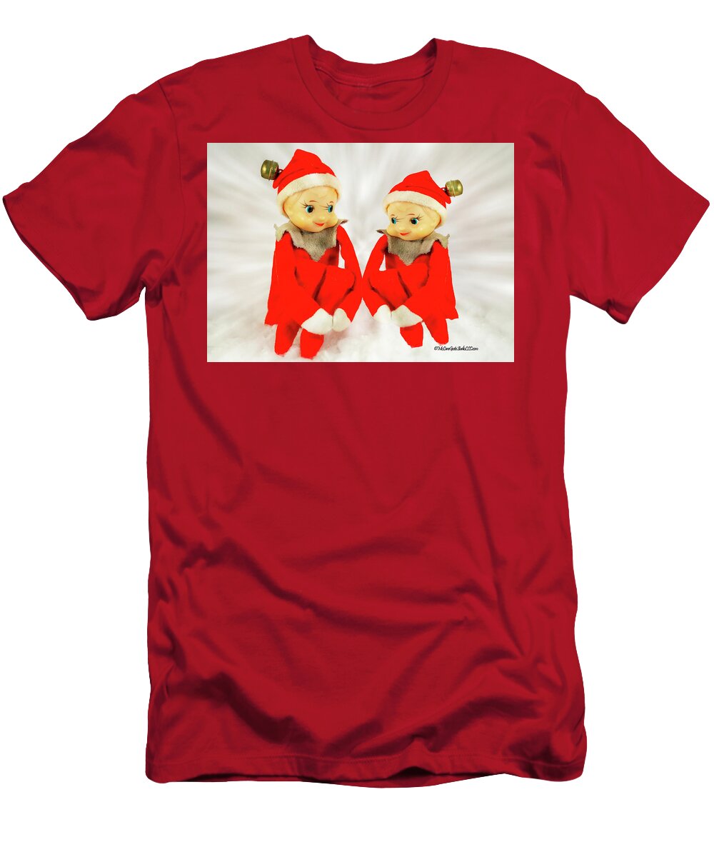 Elf T-Shirt featuring the photograph Vintage Christmas Elves #2 by LeeAnn McLaneGoetz McLaneGoetzStudioLLCcom