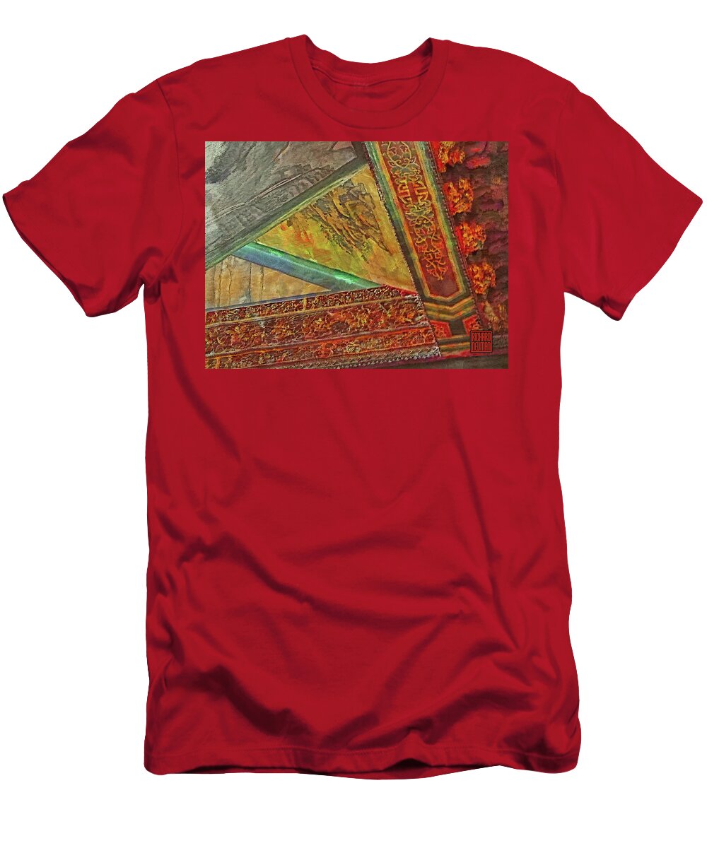 Architecture T-Shirt featuring the mixed media 201 Ceiling Decoration Detail, Jade Palace Temple, Pingtung, Taiwan by Richard Neuman Architectural Gifts
