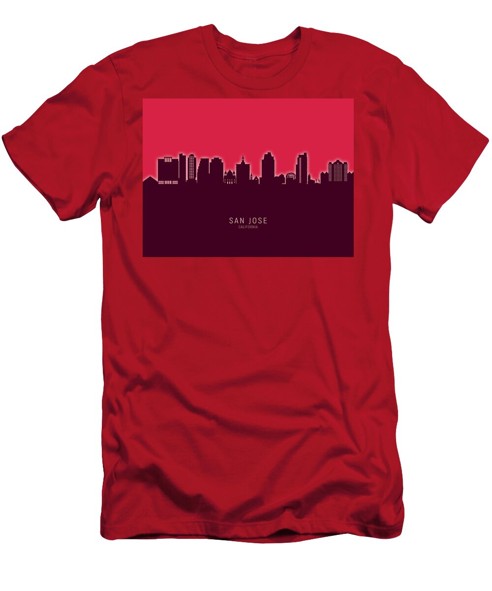 San Jose T-Shirt featuring the digital art San Jose California Skyline #26 by Michael Tompsett