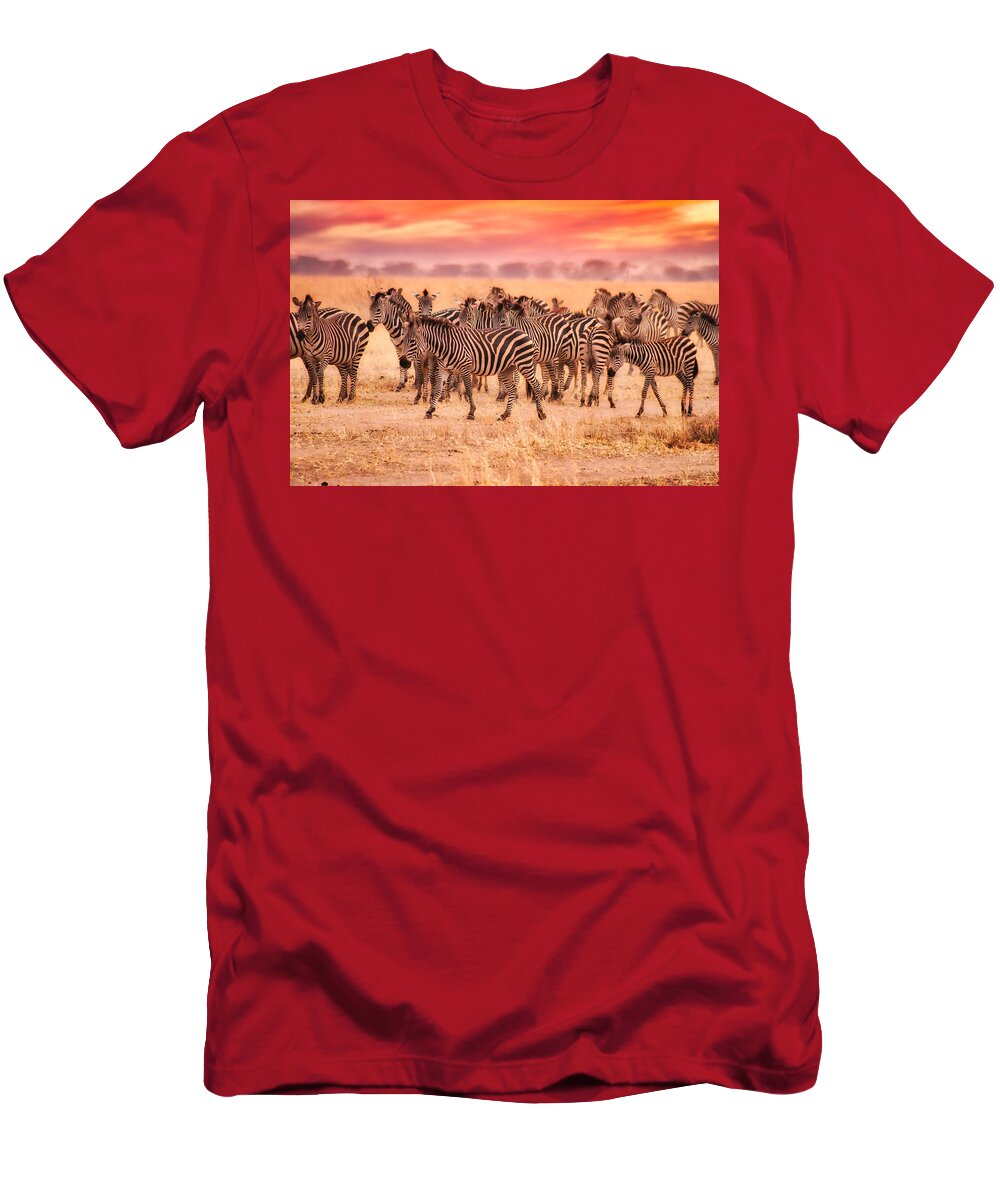 Zebra T-Shirt featuring the photograph Zebra Herd #4 by Bruce Block