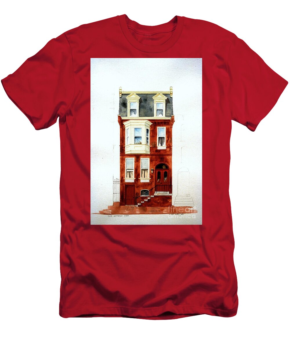 Watercolor T-Shirt featuring the painting 824 Jefferson St. by William Renzulli