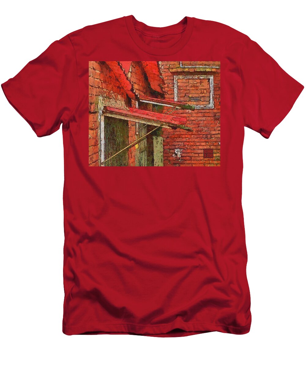 Abstract T-Shirt featuring the mixed media 860 Chengde Road Brick Niche, Zhongli, Taiwan by Richard Neuman Architectural Gifts
