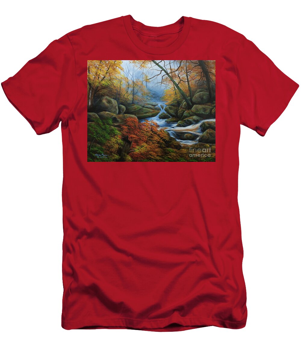 Rocks T-Shirt featuring the painting A Quiet Place by Lena Auxier