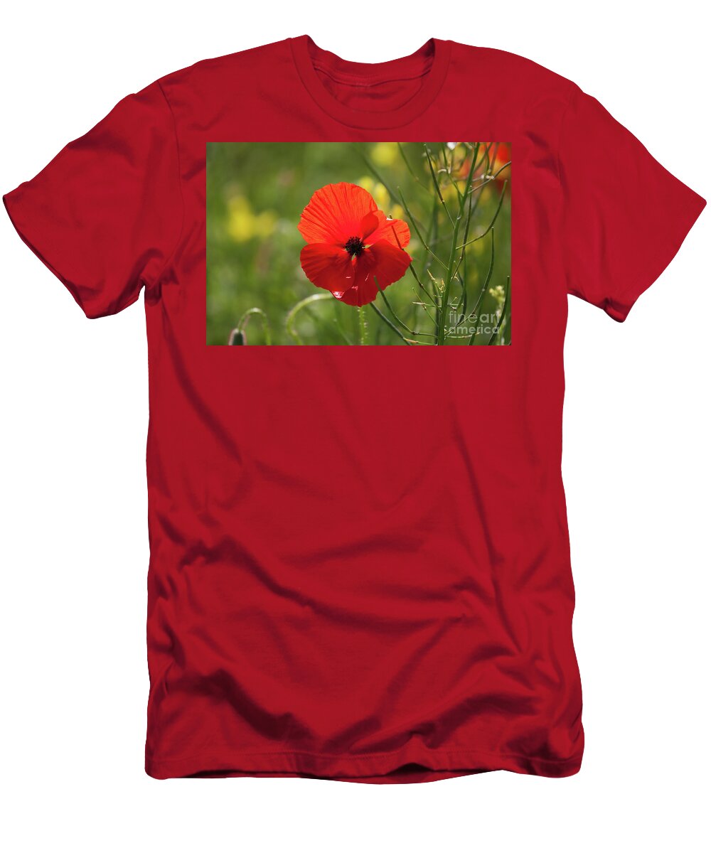 Uk T-Shirt featuring the photograph A Single Poppy, Yorkshire by Tom Holmes Photography