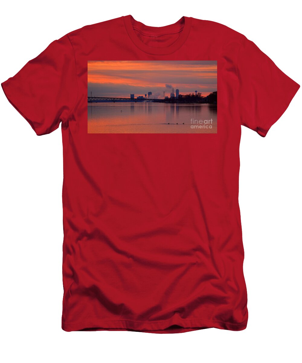 A Wild Life On The Water River T-Shirt featuring the photograph A WildLife on the Upper Niagara by Tony Lee
