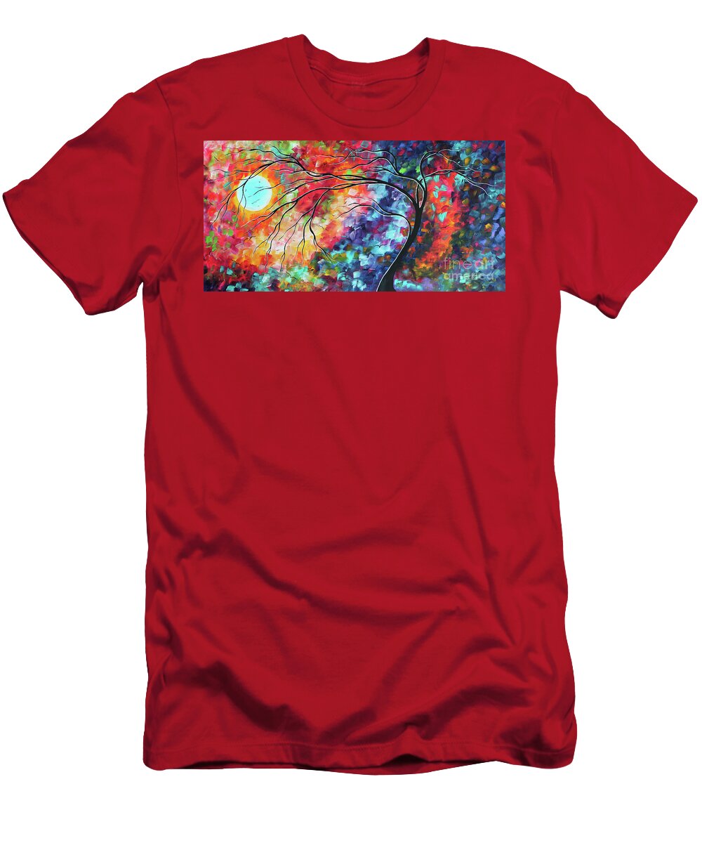 Abstract T-Shirt featuring the painting Abstract Original Landscape Tree Moon Painting Colorful Artwork Megan Duncanson by Megan Aroon