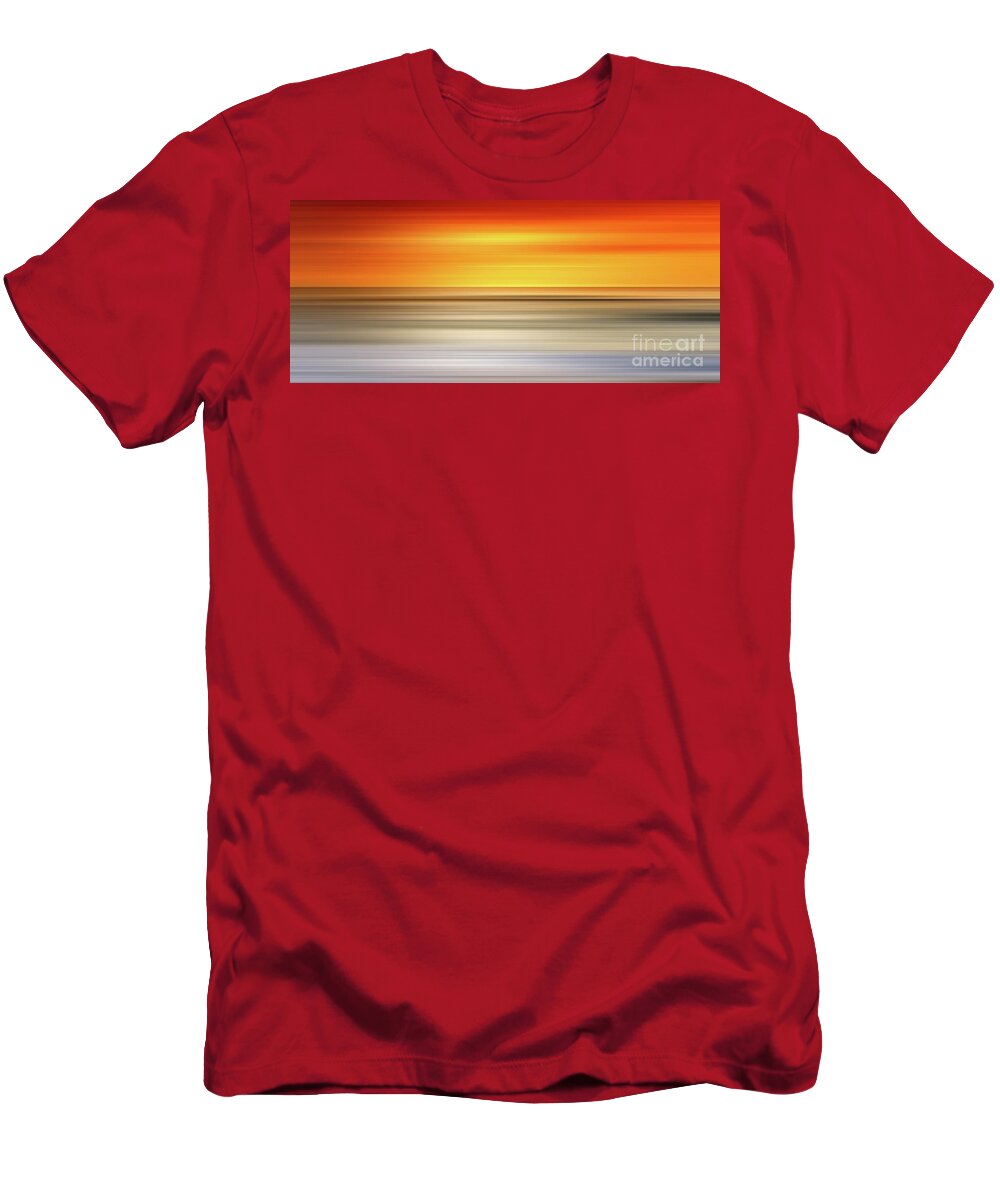Abstract Pano T-Shirt featuring the digital art Abstract sunset colors over a seascape by Stefano Senise